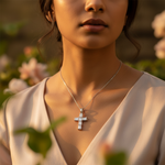 将图像加载到图库查看器中, Silver Cubic Zirconia Cross Pendant for Women | Daily Wear