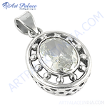 Load image into Gallery viewer, 925 sterling silver oval-cut cubic zirconia pendant, white gemstone pendant, elegant jewelry for women.