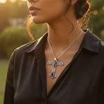 Load image into Gallery viewer, 925 Silver Garnet Cross Pendant for Women | Religious Jewelry