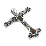 Load image into Gallery viewer, 925 Silver Garnet Cross Pendant for Women | Religious Jewelry