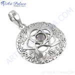 Load image into Gallery viewer, 925 sterling silver Celtic knot pendant with gemstone center for women. Silver necklace with intricate detailing.