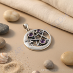 Load image into Gallery viewer, 925 Silver Pentagram Pendant with Amethyst | Witchcraft Jewelry