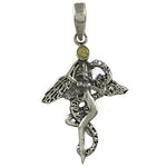 Load image into Gallery viewer, 925 Silver Angel Wing Pendant with Green Stone | Women's Jewelry