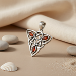 将图像加载到图库查看器中, 925 Sterling Silver Celtic Knot Pendant | Red Gemstone | Women's Jewelry