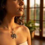 将图像加载到图库查看器中, 925 Silver Celtic Sun Pendant for Women | Gemstone Jewelry