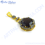 将图像加载到图库查看器中, gold plating octagon smokey quartz pendant necklace, a luxurious piece of jewelry for women.