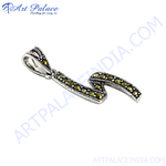 Load image into Gallery viewer, 925 Sterling Silver marcasite pendant with wave-like design, ideal for women, showcasing a vintage charm