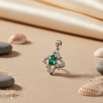 Load image into Gallery viewer, Emerald Cross Pendant | 925 Sterling Silver Necklace | Women's Gift