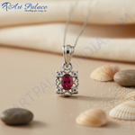 Load image into Gallery viewer, 925 Silver Ruby Pendant for Women | Gemstone Jewelry Gift
