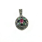 将图像加载到图库查看器中, 925 Silver Ruby Marcasite Pendant for Women | Gemstone Jewelry