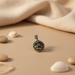 将图像加载到图库查看器中, 925 Silver Ruby Marcasite Pendant for Women | Gemstone Jewelry