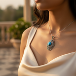 Load image into Gallery viewer, 925 Silver Turquoise Marcasite Pendant for Women | Art Deco Jewelry