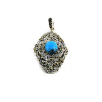 Load image into Gallery viewer, 925 Silver Turquoise Marcasite Pendant for Women | Art Deco Jewelry