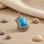 Load image into Gallery viewer, 925 Sterling Silver Turquoise Pendant for Women | Marcasite Jewelry
