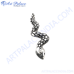 Load image into Gallery viewer, Sterling silver snake pendant with detailed scales, a stylish charm for necklaces and bracelets.