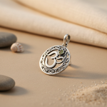 将图像加载到图库查看器中, 925 Silver Om Pendant with Green Stone | Spiritual Jewelry