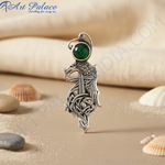 Load image into Gallery viewer, 925 Silver Dragon Pendant with Green Gem | Unique Jewelry for Men