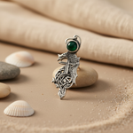 Load image into Gallery viewer, 925 Silver Dragon Pendant with Green Gem | Unique Jewelry for Men