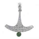 Load image into Gallery viewer, 925 Silver Thor's Hammer Pendant with Emerald | Viking Jewelry