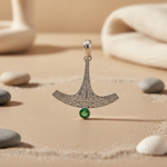 Load image into Gallery viewer, 925 Silver Thor's Hammer Pendant with Emerald | Viking Jewelry
