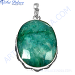 Load image into Gallery viewer, Emerald pendant necklace in sterling silver featuring a vibrant green gemstone, a great gift for women.