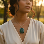 将图像加载到图库查看器中, 925 Silver Green Stone Pendant for Women | Gemstone Jewelry