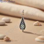 Load image into Gallery viewer, 925 Silver Blue Topaz Teardrop Pendant for Women | Gemstone Jewelry