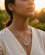 Load image into Gallery viewer, 925 Silver Chakra Lotus Pendant Necklace for Women | Yoga Gift
