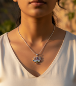 将图像加载到图库查看器中, 925 Silver Chakra Lotus Pendant Necklace for Women | Yoga Gift