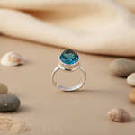 Load image into Gallery viewer, 925 Silver Blue Topaz Ring for Women | Pear Cut Gemstone