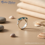 Load image into Gallery viewer, 925 Sterling Silver Ring with Blue Gemstones | Women's Jewelry