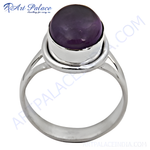 Load image into Gallery viewer, 925 sterling silver ring with a large oval-cut, vivid purple amethyst gemstone, perfect gift for her