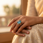 将图像加载到图库查看器中, 925 Silver Blue Gemstone Ring for Women | Cocktail Jewelry