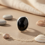 Load image into Gallery viewer, Silver Onyx Gemstone Ring for Men | Black Stone Jewelry