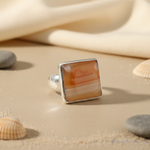 Load image into Gallery viewer, Silver Agate Stone Ring for Women | Statement Jewelry Gift