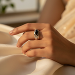 Load image into Gallery viewer, 925 Sterling Silver Ring with Black Stone | Women's Ring
