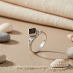 将图像加载到图库查看器中, 925 Silver Square Stone Ring | Men's Statement Jewelry