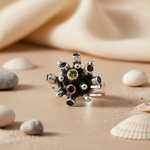 Load image into Gallery viewer, 925 Silver Skull Ring with Gemstones | Gothic Jewelry for Women