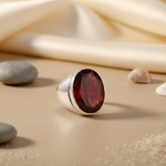 Load image into Gallery viewer, 925 Silver Oval Garnet Ring for Women | Gemstone Jewelry