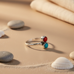 将图像加载到图库查看器中, 925 Silver Ring with Red & Blue Gemstones | Women's Ring