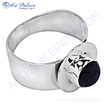 将图像加载到图库查看器中, Sterling silver ring featuring a large oval black onyx gemstone.