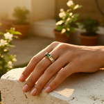 将图像加载到图库查看器中, Silver Ring with Green Gemstone | Men's Fashion Jewelry