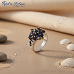 Load image into Gallery viewer, Anillo de plata con zafiro en racimo para mujer | Joyería con piedras preciosas