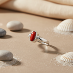将图像加载到图库查看器中, 925 Silver Red Coral Ring for Women | Gemstone Jewelry