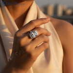Load image into Gallery viewer, Silver Cubic Zirconia Cocktail Ring for Women | Statement Jewelry