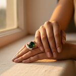 将图像加载到图库查看器中, 925 Silver Round Green Gemstone Ring | For Women | Gift