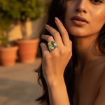 将图像加载到图库查看器中, 925 Silver Green Gemstone Ring for Women | Statement Jewelry