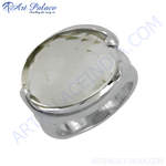 Load image into Gallery viewer, Elegant silver ring with a large, clear, faceted gemstone, perfect for women's fashion and style.