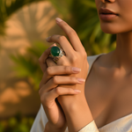 Load image into Gallery viewer, Anillo de plata de ley 925 con piedra verde para hombre | Joyería con estilo