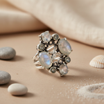 将图像加载到图库查看器中, 925 Silver Moonstone Cluster Ring for Women | Gemstone Jewelry